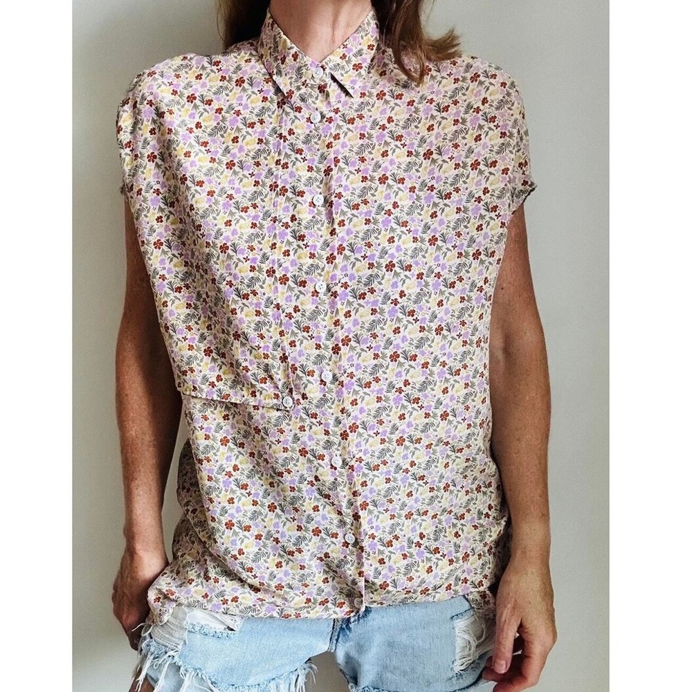 Equipment Femme Floral Silk‎ Button Down Tunic Size L